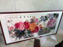 颜堂手绘国画牡丹字画客厅餐厅装饰画吉祥花卉富贵卧室床头沙发背景画 花开富贵 实木画框+有机玻璃165*85厘米 实拍图