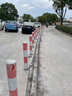 钢管警示柱镀锌红白交通固定防撞柱路障柱隔离防撞杆挡车固定立柱防撞柱 固定款镀锌立柱76*600*1.5 红白贴膜 实拍图