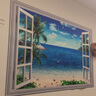 喜巢自粘墙贴装饰画海景贴纸3D现代风景窗户壁画卧室床头自粘山水贴画 海景藤蔓款 实拍图