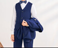 罗蒙儿童西装马甲套装男童花童主持人礼服男孩钢琴演出服 藏青色 140 实拍图