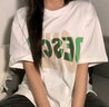 娇茹妮 美式潮流不一样班服定做设计感纯棉短袖T恤女2022夏季新款撞色字母印花宽松情侣体恤 白色 M 实拍图
