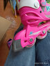 米高溜冰鞋儿童全闪光轮直排轮旱冰鞋轮滑鞋可调尺码S1【培训适用】 全闪粉色鞋+KH头盔+PE1护具+包 S (27-30)3-5岁 实拍图