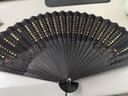 臻臻上品扇子折扇丝绸女扇中国风便携复古风佛系般若心经文扇送学生礼物 黑色心经丝绸折扇 实拍图