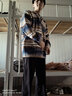 POUM男装毛衣男2025新款秋冬季复古针织衫渐变撞色宽松开衫情侣外套男 BNGYL-U13蓝色（开衫） L 【建议110-120斤】 实拍图