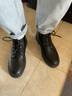 跨足行【牛皮】马丁靴男士秋冬季英伦高帮皮鞋增高黑色透气大码中帮皮靴 黑色6孔拉链【四季款】 44 码（=运动鞋45） 实拍图