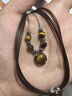 伊黛儿美拉德串珠项链女虎眼石吊坠2026新款复古咖色毛衣配饰轻奢锁骨链 L2441虎眼石叠戴项链 实拍图