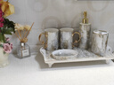 杜兰朵皇朝 欧式陶瓷卫浴套装浴室用品洗漱套装轻奢北欧简约卫生间漱口杯牙刷杯牙具套件 大理石纹五件套（普通包装） 实拍图