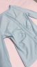EGGKA 翻领皱褶长袖开衫T恤春季新款韩版修身显瘦设计感小众上衣 蓝色 S 晒单实拍图
