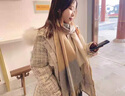 达芬奇密码 羊毛围巾女秋冬新款百搭英伦格子羊毛披肩防寒保暖送人礼物 10#-米驼米白 实拍图