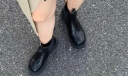 达芙妮官方马丁靴女加绒2023新款秋冬烟筒靴子女英伦风中筒切尔西靴女靴 黑色加绒（中筒） 35 实拍图
