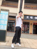 皮尔卡丹休闲裤男春夏季薄款大码300斤男士宽松裤子男士运动跑步冰丝长裤 黑色直筒+深灰束脚【常规款】 2XL 实拍图