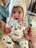 卡度熊（KADUXIONG） 婴儿帽子秋冬款宝宝冬季可爱超萌套头帽女幼儿儿童护耳帽男童冬 小猫-米色 5个月-3岁（头围45-50cm） 实拍图
