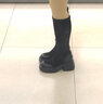天美意鞋子女鞋商场同款粗跟增高显瘦弹力长靴女时装靴CPB80DG3 黑色（薄绒） 37 实拍图
