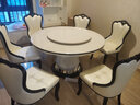 阅恒大理石圆形餐桌欧式椅组合餐台样板间样板房自建房大洋房餐厅圆台 1.35米80转盘配6张PU皮椅 实拍图