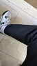迪伽达美式裤子夏季男高街潮弹力黑色牛仔裤夏季男女修身微喇显瘦情侣 SXNZ-8010-1黑色 XL【建议120-135斤】 晒单实拍图