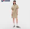 斐乐（FILA） FUSION潮牌女子梭织连衣裙夏季新款时尚宽松衬衫裙 朦胧卡其-DK XL 175/92A 实拍图