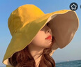 目丸帽子女夏遮阳帽防晒渔夫帽百搭大帽檐显脸小遮脸太阳帽情人节礼物 黄色+米色 M(56-58cm) 实拍图