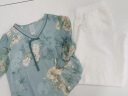 KMZOE中年妈妈夏装洋气套装2024新款中老年女装春装夏季雪纺衫短袖上衣 蓝色套装 （七分袖） L （推荐105斤以内） 晒单实拍图