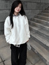 棉致卫衣男潮流纯色宽松圆领打底衫百搭休闲上衣男 白色 XL  实拍图