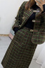 独束大码女装复古格纹小香风套装女冬季微胖mm毛呢外套A字半身裙 半身裙 L 实拍图