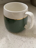 chili创意陶瓷马克杯带盖勺简约杯子家用撞色色系陶瓷水杯公室男女情侣咖啡杯套装早餐杯牛奶杯礼品礼盒 撞色杯墨绿色—耐心（普通包装) 实拍图