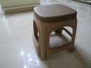 舒怡然 加厚塑料凳子家用客厅餐桌椅子高凳防滑熟胶板凳浴室茶几小凳子 中号无盖卡其色30cm 实拍图