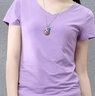 艾路丝婷新款短袖T恤女V领上衣纯色打底体恤TX3560 紫色 M 实拍图