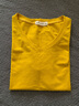 艾路丝婷夏装短袖T恤女士纯色上衣棉打底体恤衫TX35610 V领黄色 M 实拍图