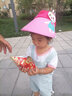 柠檬宝宝儿童夏季防晒空顶帽舒适透气男女童卡通可爱遮阳帽大帽檐防紫外线 瞿麦粉小白兔【造型款】 【大童款】帽围52-56cm 实拍图