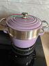 铁工房 珐琅蒸锅铸铁微压炖锅单层蒸锅家用汤锅不粘搪瓷煮粥锅 珐琅锅+蒸屉（玲珑紫） 24cm 实拍图