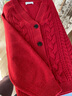 帕罗（PALUOPO）100%纯山羊绒针织开衫女秋冬外套绞花纯色外搭保暖加厚毛衣内搭 大红夹花 M 160/100 实拍图