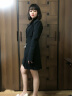 AUI 职业西装外套女秋2022新款欧洲站气质时尚黑色中长款西服上衣 黑色 L 晒单实拍图
