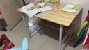 悦美妙 电脑桌台式家用办公书桌简约现代带书架宿舍写字桌子 枫樱木色100*60CM 实拍图