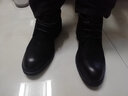 秋冬新款加绒保暖男靴马丁靴男英伦风高帮皮鞋真皮复古短靴潮流百搭中帮男士皮靴头层牛皮靴子潮 黑色加绒 42 实拍图
