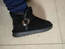 ZHR冬季雪地靴女短筒网红平底短靴女百搭靴子不易滑加绒加厚保暖棉鞋 黑色 36 实拍图