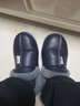 始丰棉拖鞋男冬季时尚PU皮革包跟居家用室内保暖防滑厚底情侣棉拖鞋 藏青 42-43(适合平时41-42码穿) 实拍图