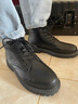 跨足行【牛皮】马丁靴男士秋冬季英伦高帮皮鞋增高黑色透气大码中帮皮靴 黑色6孔拉链【四季款】 44 码（=运动鞋45） 实拍图