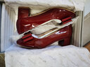 reemoor红色粗跟新娘婚鞋女大码女鞋中跟漆皮单鞋百搭高跟鞋睿慕 酒红色瘦脚建议拍小一码4.5cm跟 36 实拍图