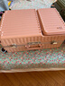 世界地理【新品】多功能行李箱男女前开盖铝框拉杆箱子旅行密码箱20登机 茱萸粉（经典款-电脑兼容仓） 24英寸 -托运箱 实拍图