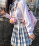 圣洛锋 原创JK制服百褶裙女银线格裙套装全套少女学生日系学院风 绿野仙踪（45CM短袖套装） M 腰围（64-68） 实拍图