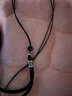 素绳坊纯手工编织925银路路通六子真言黑曜石翡翠玉蜜蜡和田玉文玩佩项链吊坠挂绳男女式毛衣链挂绳子 路路通银扣款黑绳 实拍图