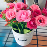 绿秀 仿真花套装假花摆件塑料花含花瓶花束仿真植物盆景餐桌装饰花 大盆喇叭花/紫色 含塑料盆 实拍图