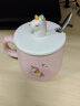 盛樱咖啡杯子男女情侣水杯牛奶杯子陶瓷马克杯陶瓷杯卡通 带盖子茶杯 粉色独角兽 实拍图