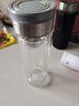 富光办公室玻璃杯单层加厚男女大容量泡茶水杯子便携提手便携车载杯子 双层灰色330ML+杯套 实拍图