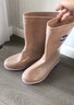 简慕菲 中筒雨鞋女短筒水鞋水靴女保暖加绒塑胶鞋防滑防水牛筋底套鞋 中筒卡其无绒 36 实拍图
