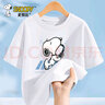 史努比儿童纯棉短袖t恤2025新款时尚男女童夏季上衣中大童夏装 篮球努比靛蓝 160 实拍图