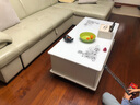 华枝钢化玻璃茶几伸缩电视柜现代简约小户型客厅简易茶桌 双面茶几 [茶几]1.2米圆角暖白+白色玻璃（欧式门） 实拍图
