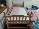 qianmoju实木儿童床拼接床带护栏榉木加宽床男孩女孩单人小床可定制上下铺 三面护栏（原木款） 长168宽88高40（可定制） 实拍图