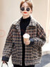 穆夏百合毛呢大衣女2025秋冬季新款装短款加厚呢子大衣羊羔毛格子毛绒外套 咖格 S (130斤以下) 实拍图