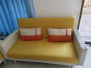 欧柏盛布艺沙发床简约新款科技布猫爪皮双三四人可折叠客厅小户型出租房 黄色+米白(亲肤棉麻布) 两人位 1.5m *加宽1.1米）+抱枕 实拍图